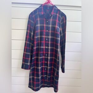 Tommy Hilfiger Red Blue Gold Plaid Shirt Fall Dress